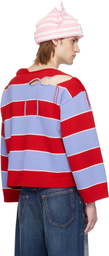 Charles Jeffrey LOVERBOY Red & Blue Slash Stripe Sweater