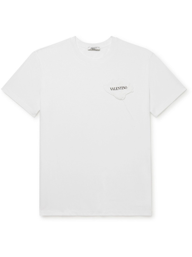 Photo: VALENTINO - Logo-Appliquéd Cotton-Jersey T-Shirt - White