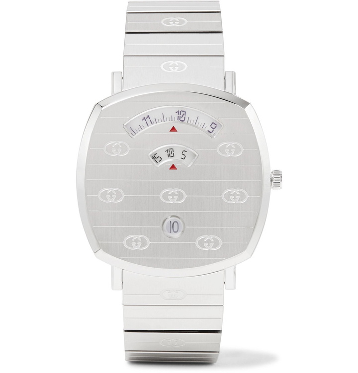 Photo: Gucci - Grip 38mm Logo-Engraved Stainless Steel Watch - Silver