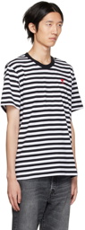 AMI Alexandre Mattiussi Black Ami De Cœur Striped T-Shirt