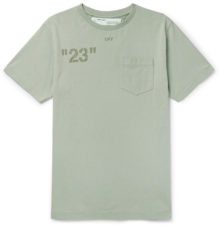 Photo: Off-White - Printed Embroidered Cotton-Jersey T-Shirt - Men - Green
