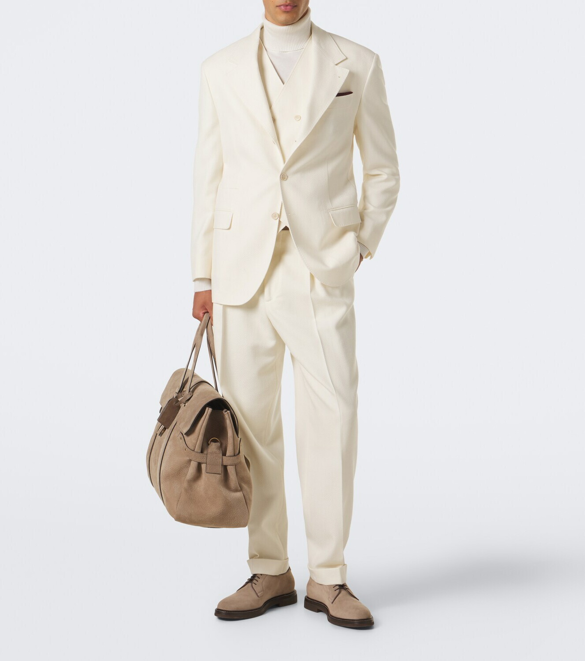 Brunello Cucinelli Pleated wool and cotton straight pants