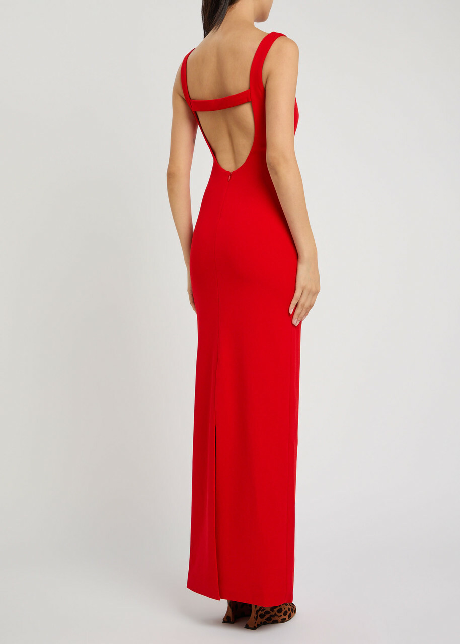 Solace London Imogen Open-back Crepe Maxi Dress Red