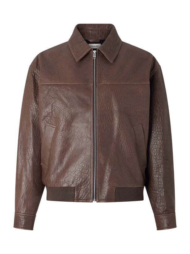 Photo: FRAME - Textured-Leather Bomber Jacket - Brown