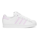 adidas Originals White and Purple Superstar Sneakers