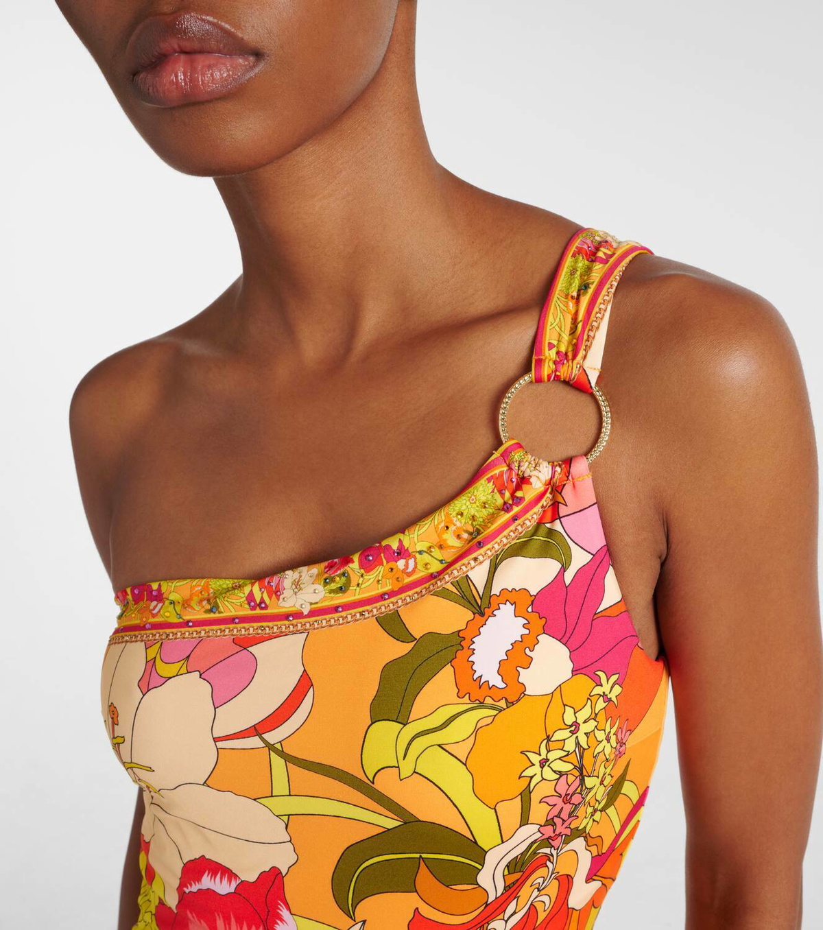 Camilla Embellished one-shoulder swimsuit