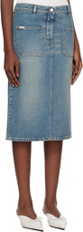 Courrèges Blue Faded Denim Midi Skirt