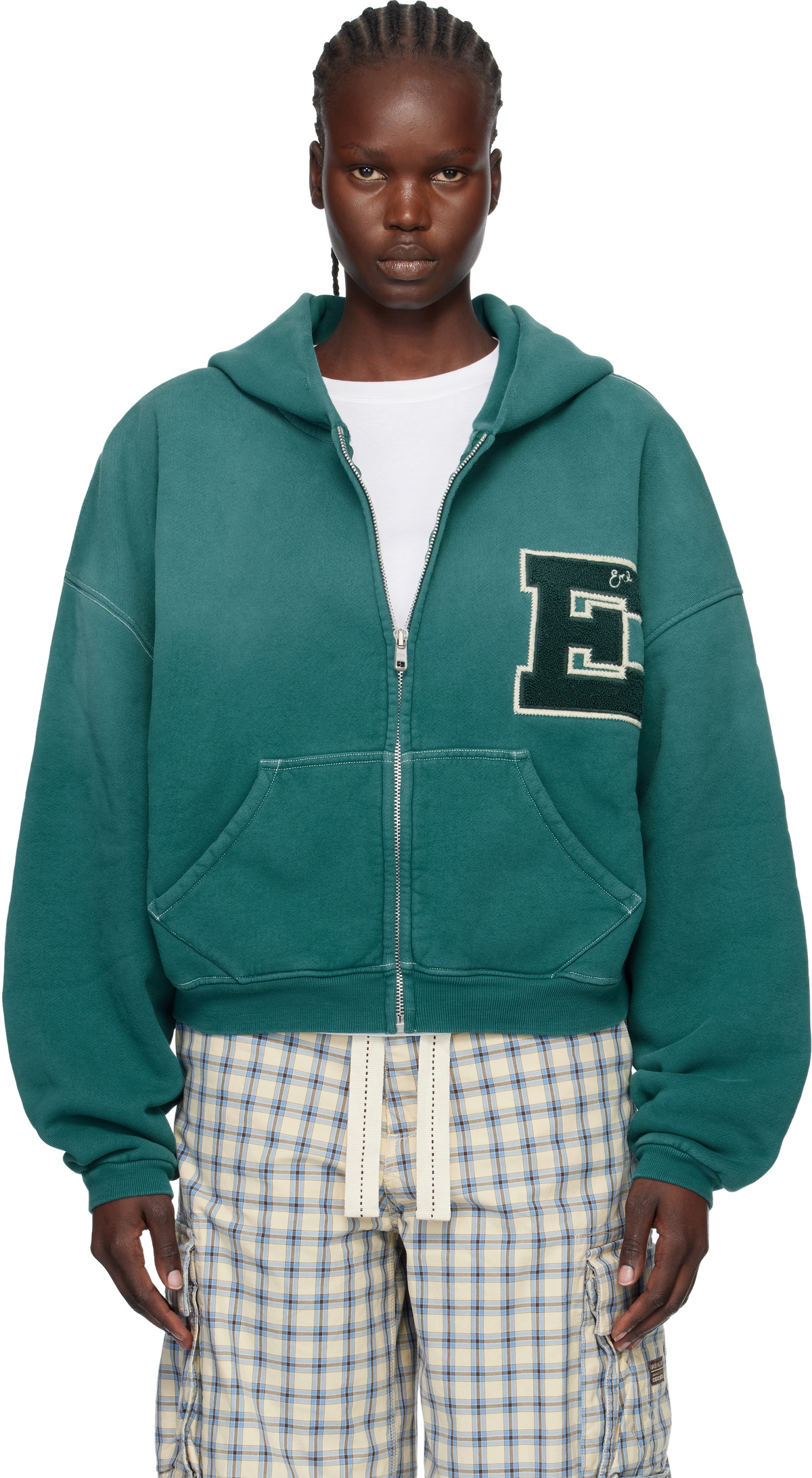 ERL Green Letterman Hoodie ERL