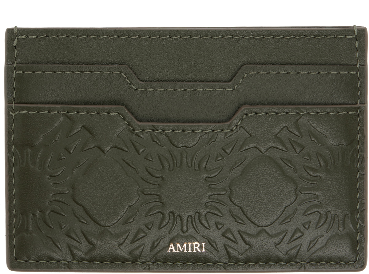 AMIRI Khaki 'MA' Quad Leather Card Holder