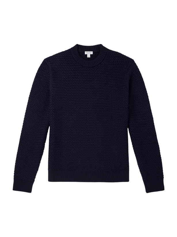 Photo: Sunspel - Merino Wool-Basketweave Sweater - Blue