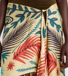 Etro Fringed printed asymmetric silk maxi skirt