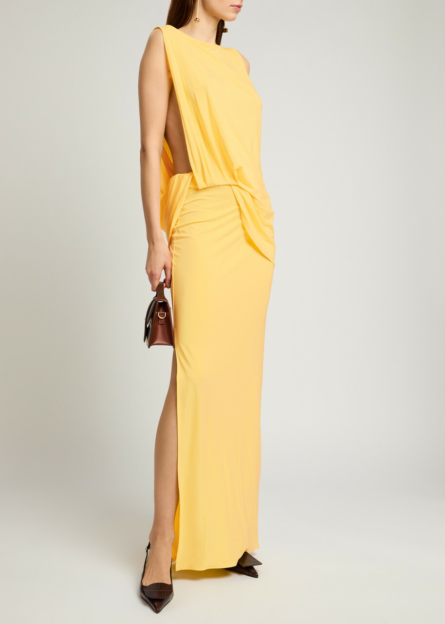 【JACQUEMUS】 La Robe Peplo Longue JACQUEMUS La Robe Peplo sheer chiffon maxi dress | Harvey
