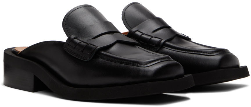 Ganni hot Black Leather Backless Loafers