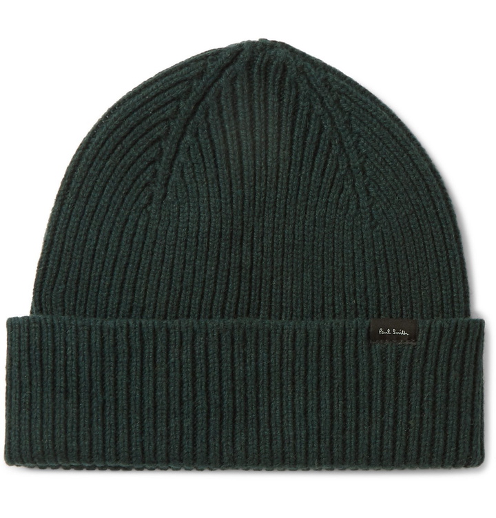 Photo: Paul Smith - Ribbed Cashmere and Wool-Blend Beanie - Green