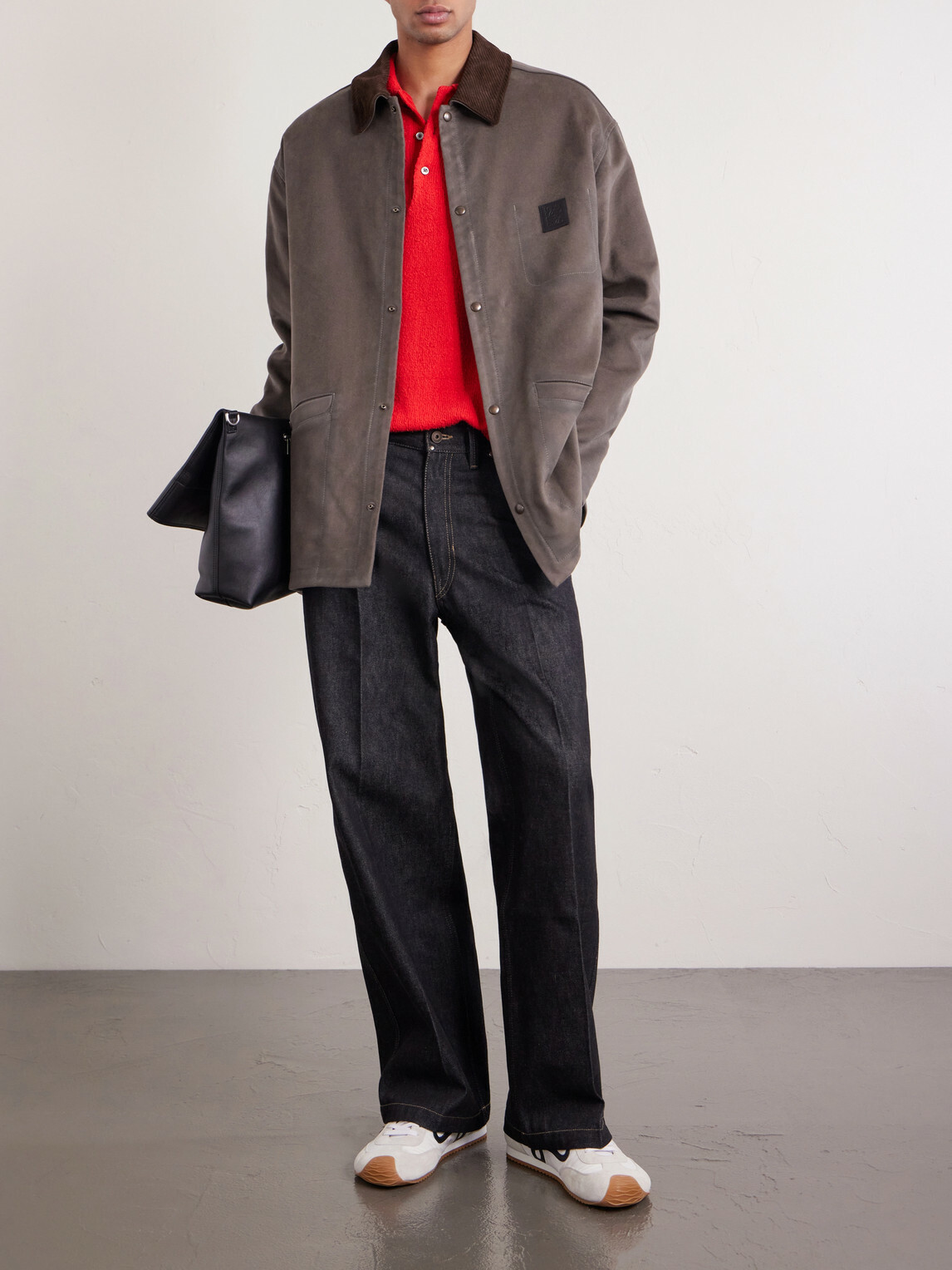 LOEWE - Corduroy-Trimmed Logo-Appliquéd Woven Overshirt - Brown