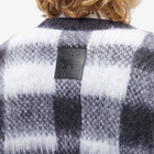 Maison Kitsuné Men's Brushed Mohair Check Cardigan in Black/White Check