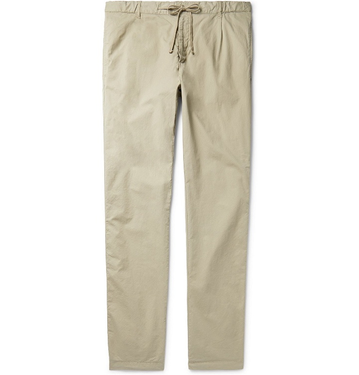 Photo: Hartford - Tanker Slim-Fit Tapered Pleated Cotton Drawstring Trousers - Neutrals
