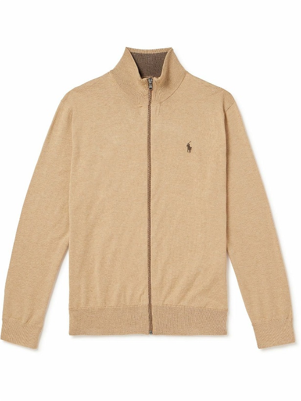 Photo: Polo Ralph Lauren - Logo-Embroidered Cotton Zip-Up Sweater - Brown