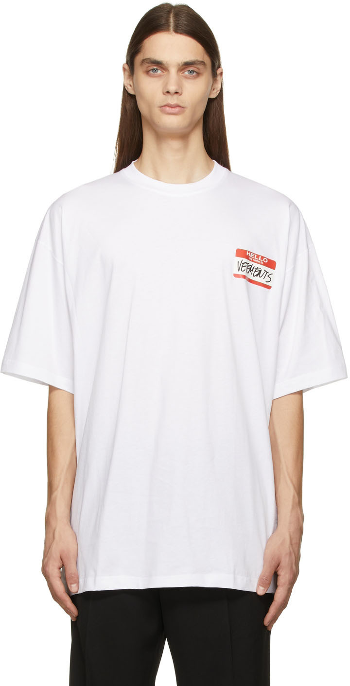 VETEMENTS White 'My Name Is' T-Shirt Vetements