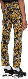 Versace Jeans Couture Black & Yellow Printed Jeans