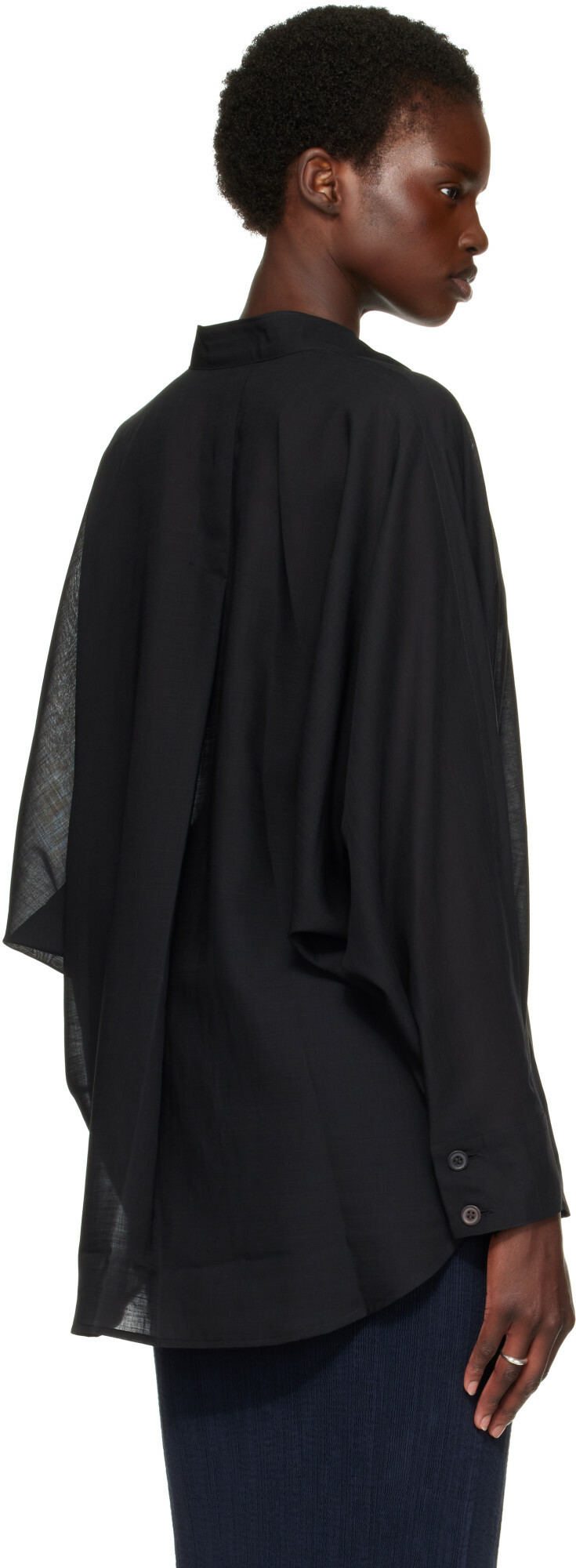 ISSEY MIYAKE Black Sheer Wool Shirt