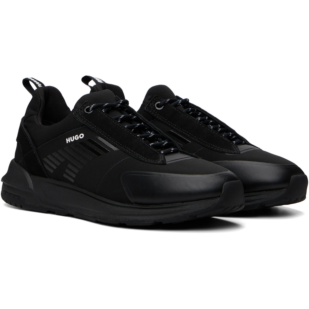Hugo Black Printed-Logo Sneakers
