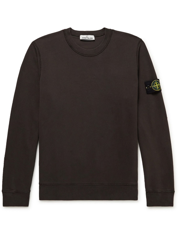 Photo: Stone Island - Logo-Appliquéd Cotton-Jersey Sweatshirt - Brown