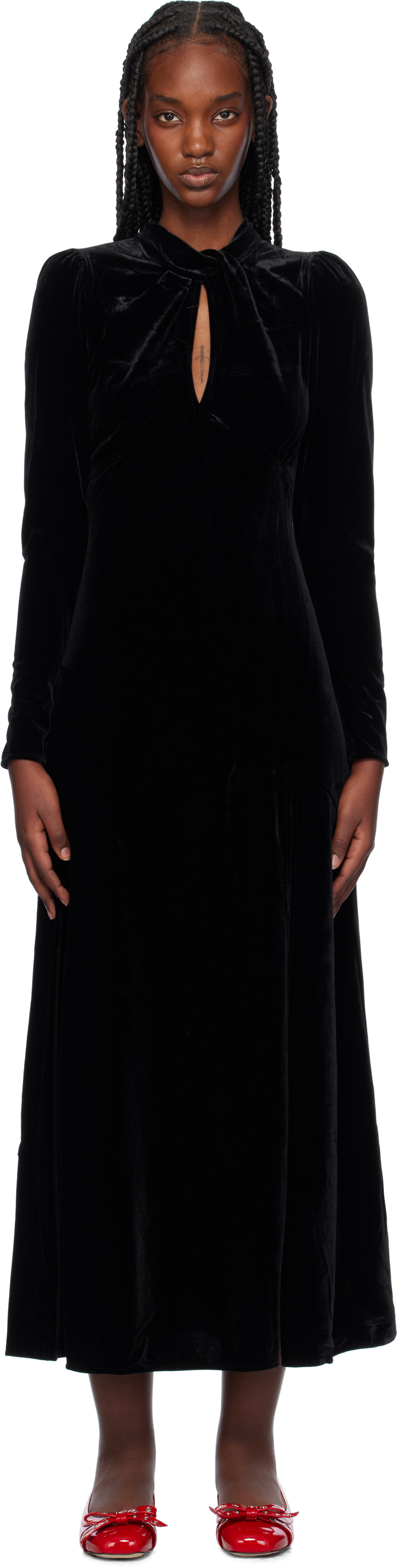 GANNI Black Velvet Maxi Dress GANNI