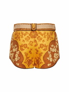 ZIMMERMANN - Raie Printed Linen Mini Shorts