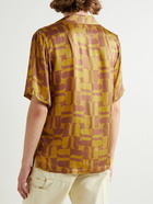 Wales Bonner - Rhythm Camp-Collar Printed Satin Shirt - Yellow