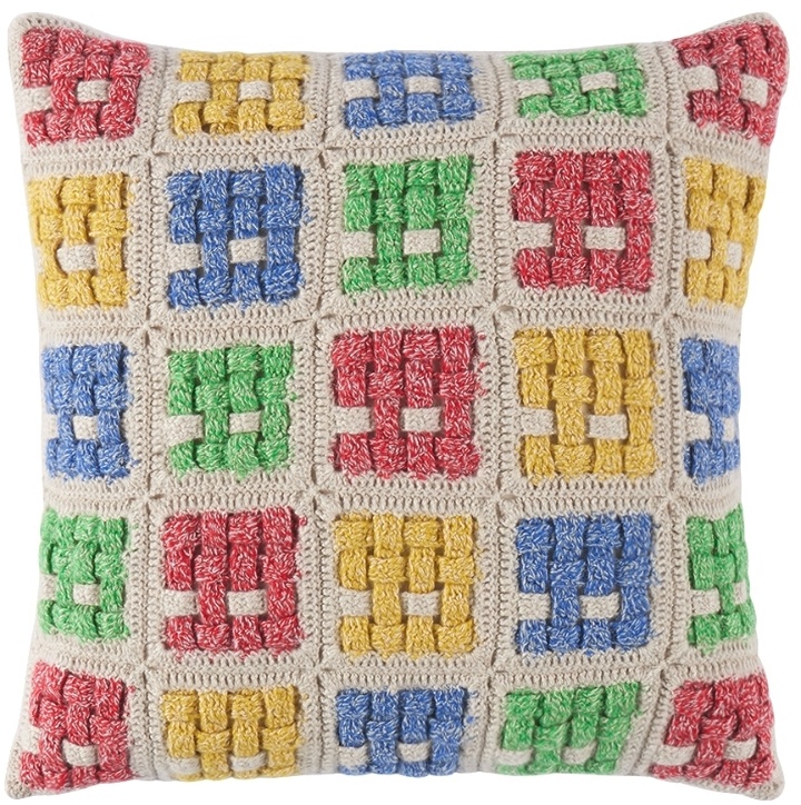 Photo: The Elder Statesman White Basket Crochet Cushion