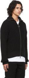 AMI Alexandre Mattiussi Black Ami de Cœur Zip-Up Cardigan