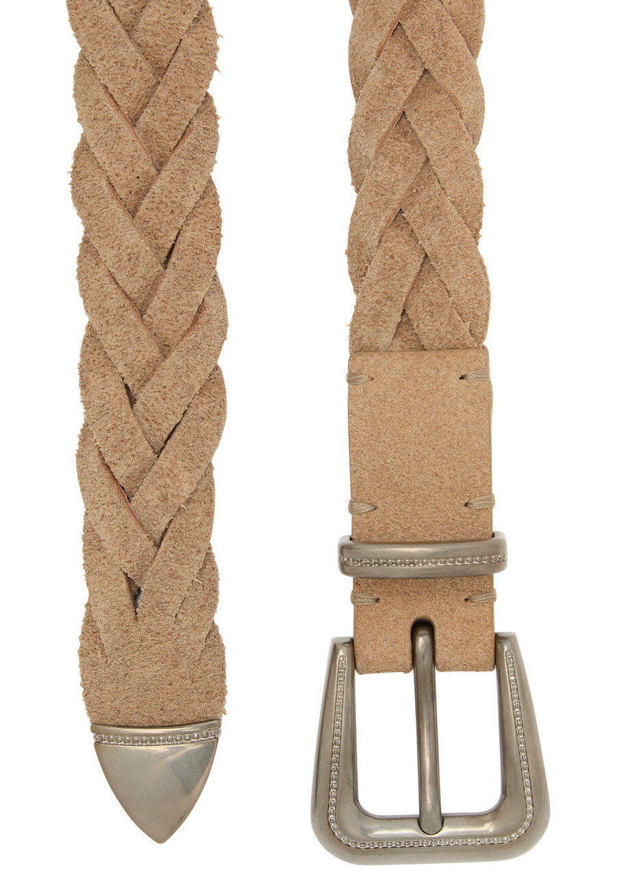 Brunello Cucinelli Braided Suede Belt Brown