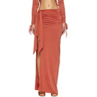BALMAIN Orange Knotted Split Jersey Maxi Skirt