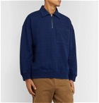 Universal Works - Indigo-Dyed Loopback Cotton-Jersey Half-Zip Sweatshirt - Blue