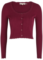 Loveshackfancy Martti Pointelle-knit Cardigan Burgundy