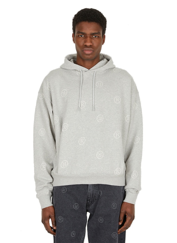 Photo: Monogram Print Hooded Sweatshirt in Grey