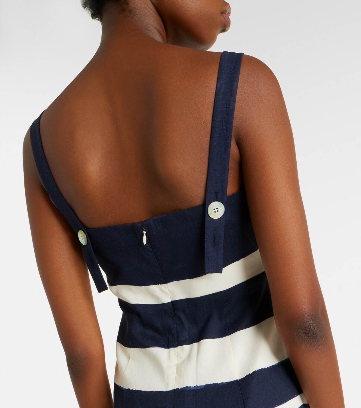 Veronica Beard Ella striped linen-blend midi dress
