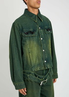 Simone Rocha Crystal-embellished Denim Jacket Green
