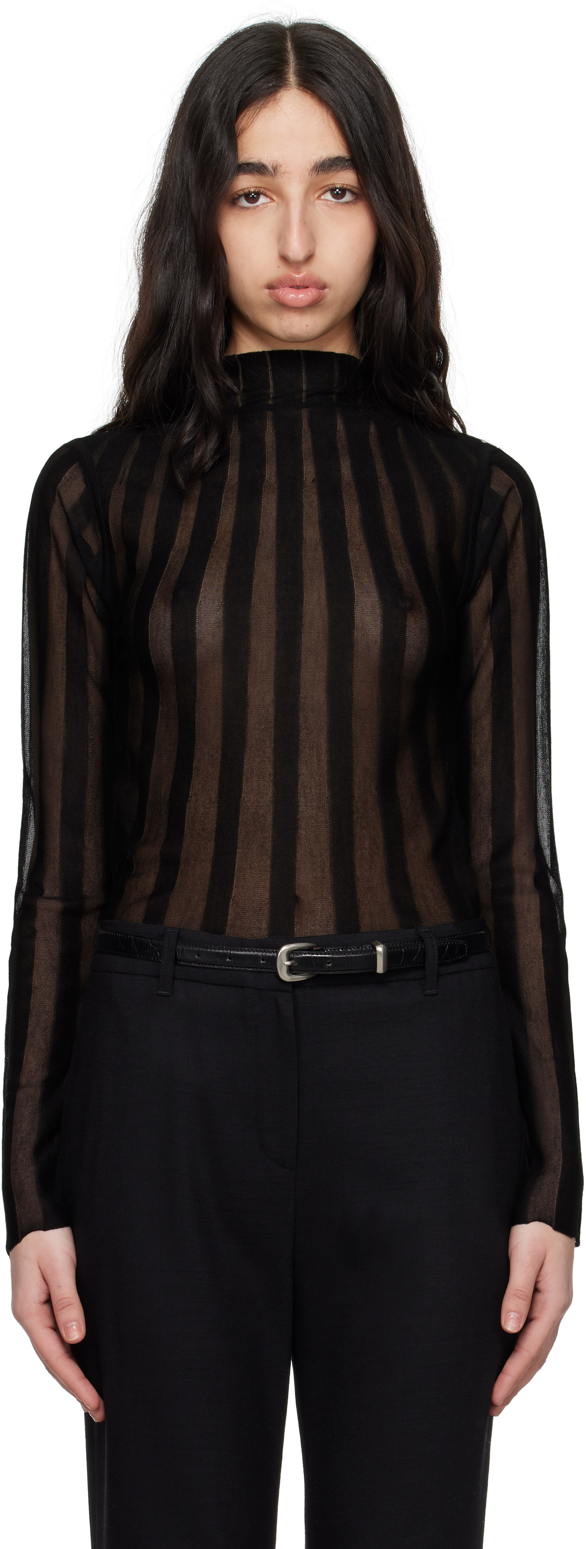 REMAIN Birger Christensen Black Fine Knit Long Sleeve Top