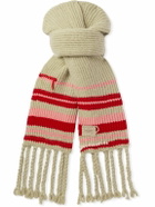 Federico Curradi - Fringed Striped Ribbed Wool-Blend Scarf