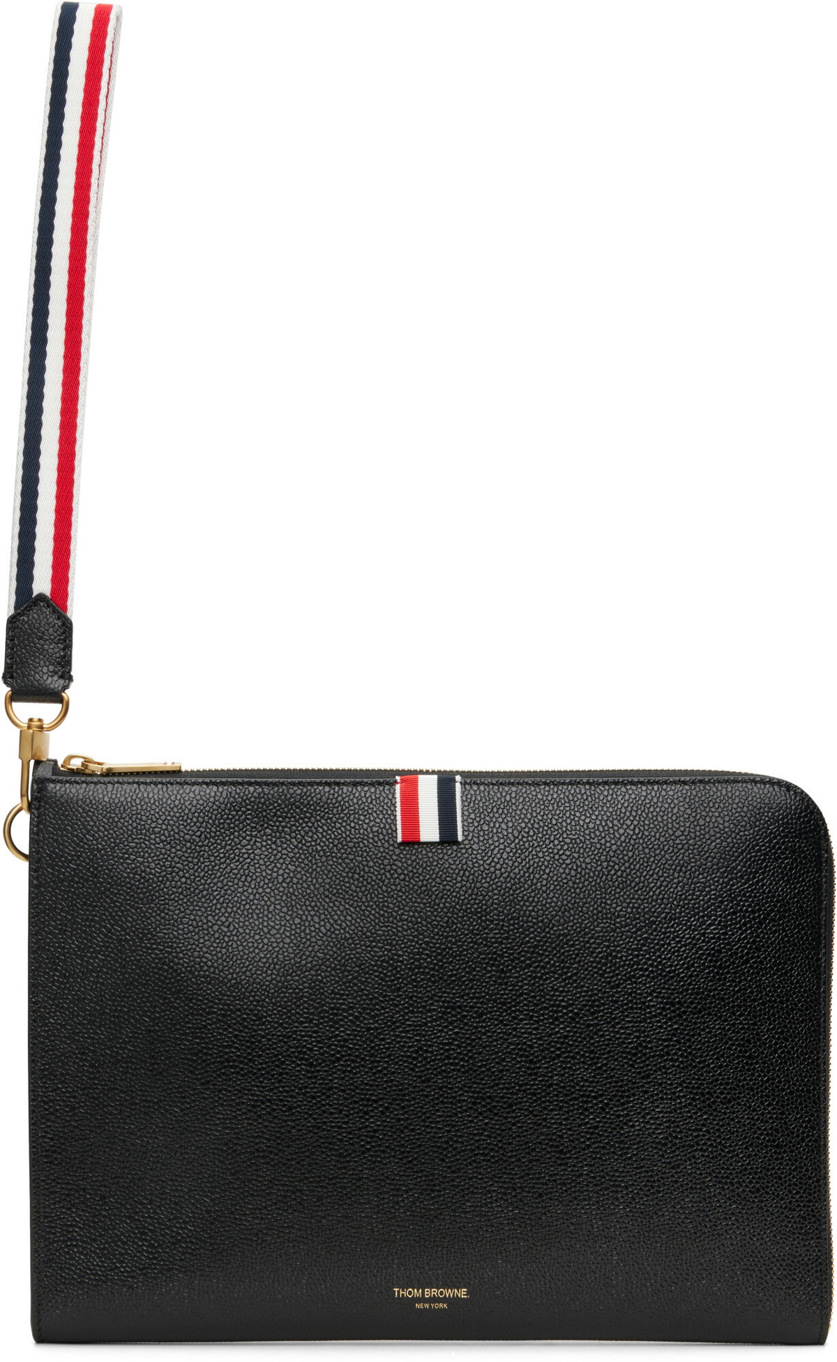 Thom Browne Black Pebble Grained Pouch