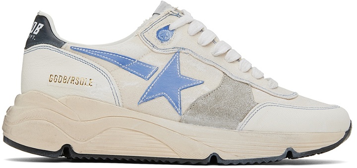 Photo: Golden Goose Off-White & White Running Sole Spezzata Low-Top Sneakers