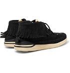 visvim - Maliseet Shaman Fringed Embellished Brushed-Suede Sneakers - Men - Black