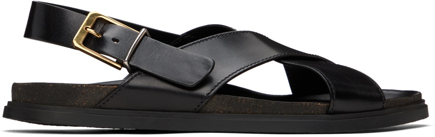 Photo: The Row Black Buckle Leather Sandals