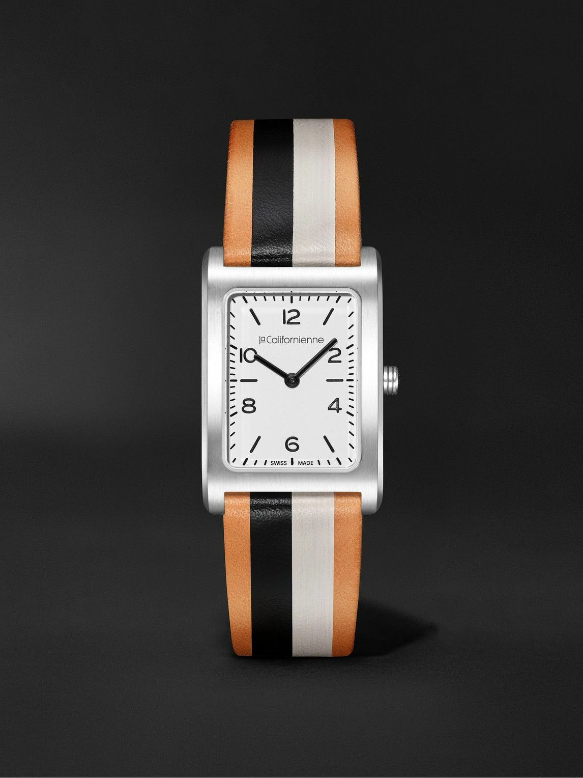 laCalifornienne - Daybreak 24mm Steel and Leather Watch, Ref. No. DB-06 SS B&W