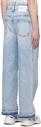 Feng Chen Wang Blue Double Waistband Jeans