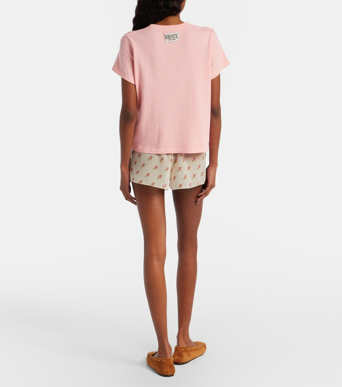 Khaite Tilly floral silk organza shorts
