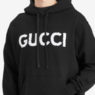 Gucci Men's Embroidered Logo Hoodie in Black