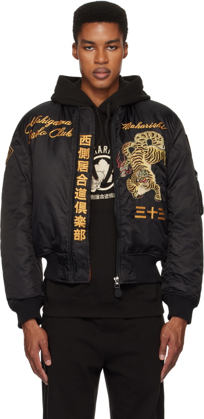 Photo: Maharishi Black Nishigawa Iaido Club Edition 4580 Nekomata Tiger MA1 Bomber Jacket